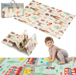 Humbi saltea pliabilă din spumă XPE, dublu‑față, 120 × 180 – pădure și străduțe