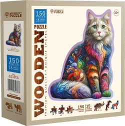 Puzzle din lemn WOODEN CITY Pisică Delicată 150 piese