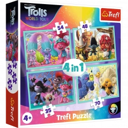 Puzzle TREFL Trolii 2: Turneul mondial 4în1 (35, 48, 54, 70 piese)