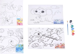 Pânză de pictură cu model 30 × 24 cm cu vopsele și pensulă