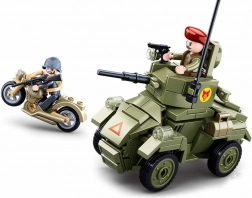 Sluban Al Doilea Război Mondial vehicul blindat mic set de construcție