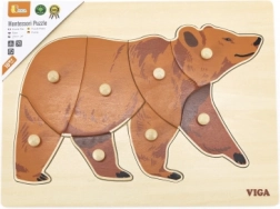 VIGA puzzle Montessori din lemn – urs cu butoni