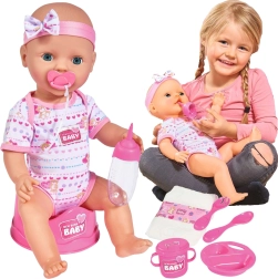Simba New Born Baby păpușă funcțională 43 cm cu oliță și accesorii