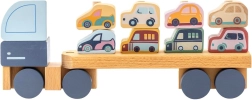 Cubika camion pastel cu mașinuțe – puzzle din lemn, 12 piese