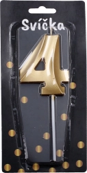Lumânare de petrecere Aurie cifră 4
