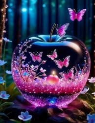 Pictură cu diamante Măr de sticlă 30x40 cm