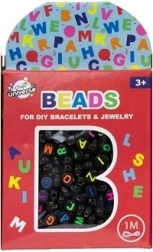 Set de mărgele - litere negre + 1 metru șnur