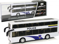 Autobuz polițienesc etajat cu mecanism pull-back, lumini și sunete