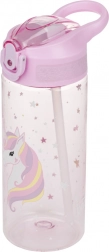 Sticlă de băut Tritan cu pai Unicornul Curcubeu 500 ml