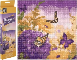 Pictură cu diamante pajiște cu fluturi 30 × 30 cm