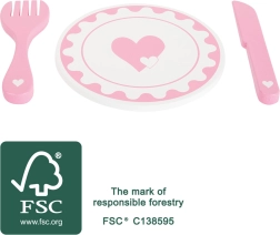 Small foot set de farfurii cu tacâmuri inimă