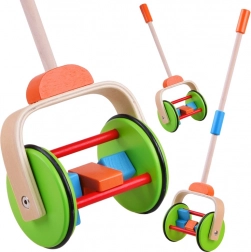 Jucărie de lemn colorată pentru împins pentru copii