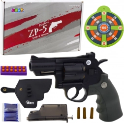 Revolver jucărie cu gloanțe din spumă și biluțe cu gel