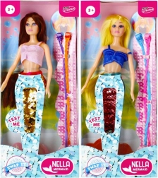 Păpușă sirenă cu coadă din paiete 30 cm