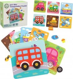 Puzzle din lemn Woopie vehicule Montessori FSC
