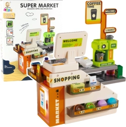 Casă de marcat cu cafenea pentru copii cu lumini și sunete, 70 piese