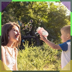 Pistolă de făcut baloane cu mai multe duze roz + rezerve