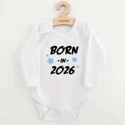 Body pentru copii cu imprimeu NEW BABY Born in 2026, albastru, măr. 68 (4–6 luni)