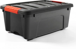 Cutie de depozitare din plastic 12 l cu capac DOLONI, neagră