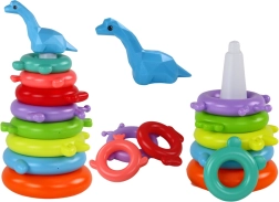 Turn de stivuit colorat cu 8 inele – girafă, 29 × 14 × 14 cm