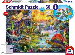 Puzzle dinozauri 60 piese cu cadou figurine – SCHMIDT