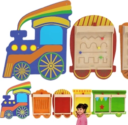 Sistem flexibil de perete pentru 5 panouri educaționale – tren MASTERKIDZ