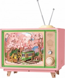 rokr cutie muzicală 3D din lemn retro TV – plimbare prin pădurea de cireși japonezi DIY