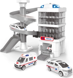 Set de joc Ambulanță cu clădire de spital, efecte de lumină și sunet