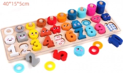 Puzzle montessori din lemn 4 în 1 – învățare la numărat