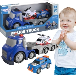 Woopie mașină albastră de tractare pentru poliție City Truck cu efecte luminoase și sonore
