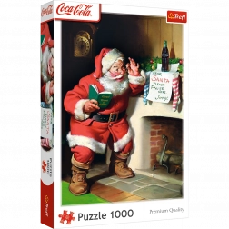 Puzzle 1000 de piese Coca‑Cola de Crăciun – Moș Crăciun lângă șemineu