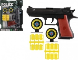 Pistolă cu dopuri din plastic cu gloanțe și ținte 17 cm