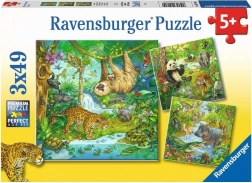 RAVENSBURGER Puzzle Animale în junglă 3x49 piese