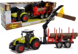 Tractor cu remorcă forestieră și lemne