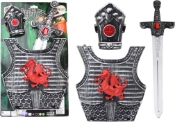 costum de cavaler cu armură, sabie și tibiere pentru copii