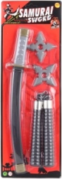 Set ninja samurai pentru copii cu arme – Sabie + 2 stele ninja + nunchaku