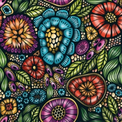 Curiosi puzzle pătrat Q Life flori colorate 72 piese