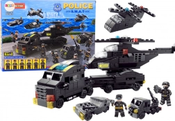 Set de construcție poliție 6‑în‑1, 343 piese, negru