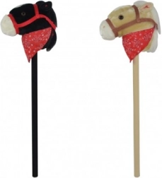 Cal de pluș pe băț cu sunet 80 cm, negru