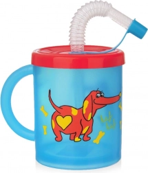 Cană pentru copii cu pai, câine, 260 ml