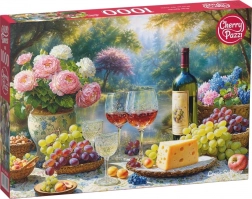 Puzzle Natură moartă cu vin și struguri 1000 piese