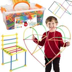 Set de construcție Woopie din paie colorate, 1200 de piese