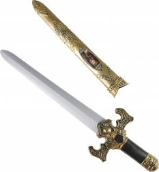 sabie de cavaler cu teacă aurie și efecte sonore 55 cm