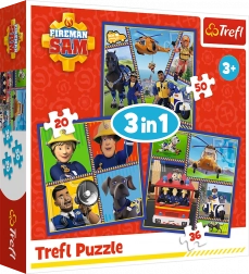Puzzle 3în1 Ziua Pompierului Sam