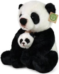 Panda de pluș cu pui 27 cm eco‑friendly
