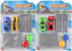 Set de mașinuțe cu lansatoare, platformă și zid de spart