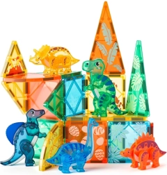 Set de construcție magnetică Dino World pentru copii 3+