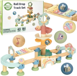 Woopie Green pistă de bile din lemn cu efecte muzicale și xilofon FSC