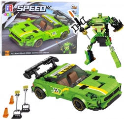 Set de construcție 2‑în‑1 mașină de curse și robot cu mecanism cu volant, 352 piese