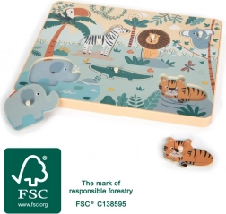 Small Foot puzzle sonor cu piese de inserare Safari